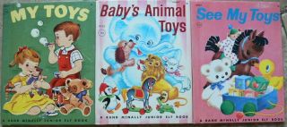 3 Vintage Rand Mcnally Jr Elf Books My Toys,  See My Toys,  Baby 