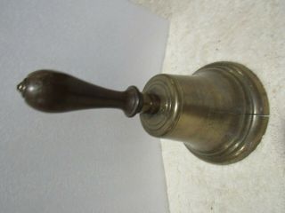 Vintage Large 10 School Bell Brass Hand Held Wood Handle Antique Town Crier