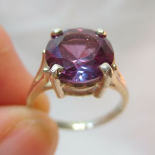 Vintage Estate Lab - Created Alexandrite Sterling Silver 925 Ring - Size 7.  5
