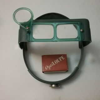 OptiVisor vintage Model DA - 3 optical glass binocular magnifier with OptiLoupe 6
