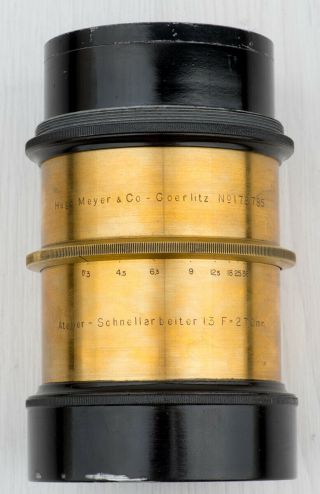 Petzval Brass Lens Hugo Meyer Schnellarbeiter 270mm F3 Dallmeyer 3b