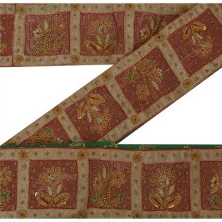 Sanskriti Vintage Green Sari Border Hand Beaded Trim Sewing Craft Decor Lace