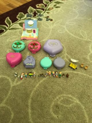 Vintage Polly Pocket Bluebird Compacts,  9 Houses,  15 Dolls/animals