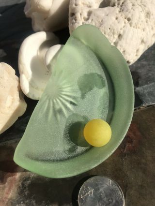 Uv Glow,  yellow Green BEACH SEA GLASS VINTAGE MARBLE SURF TUMBLED GREAT 3