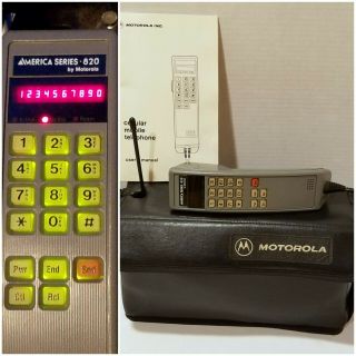 Vintage 1990 Motorola America Series 820 Mobile Car Cell Brick Phone In Bag