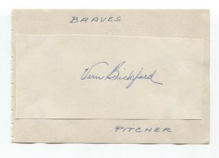 Vern Bickford Signed Album Page Autographed Baseball Vintage 1940 
