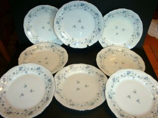 Johann Haviland Blue Garland Dinner Plates 8 Piece Set,  Vintage 9 3/4 " Flowers