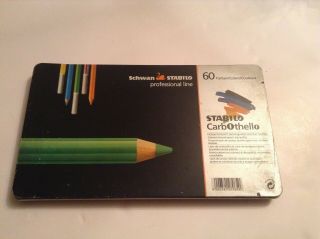 Vintage 60 Ct Schwan - Stabilo Carbothelo Colored Charcoal Pencils Germany