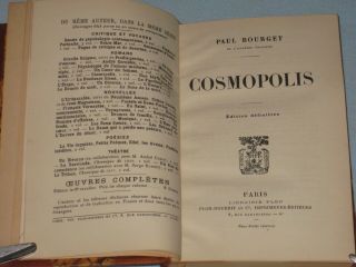 EARLY 1900 ' S SIGNED FRENCH BOOK COSMOPOLIS BY PAUL BOURGET 3