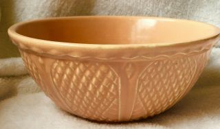 Vintage Rrpco Roseville Pottery Usa Peach Pink Diamond Mixing Serving Bowl 8”