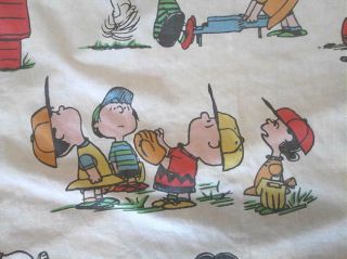 Vintage Peanuts Gang Twin Fitted Sheet Ripped Distressed Craft Fabric Material 3