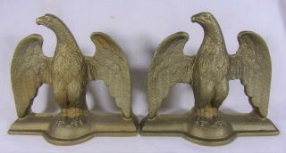 Vintage Very Fine American Bald Eagle Bookends Set Brass - Bronze Artist Made