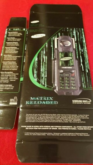 The Matrix Reloaded Movie Samung Sph - N270 Cellphone Empty Box Only