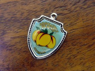 Vintage Sterling Silver Absolutely Peachy Georgia State Travel Shield Charm E13