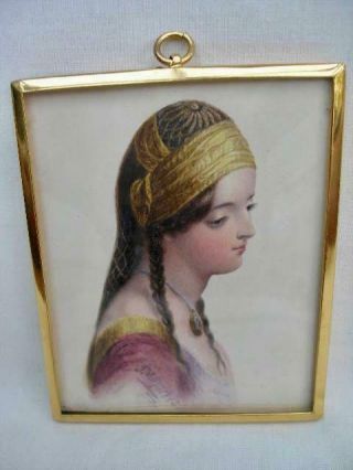 Vintage Hand Painted Signed Portrait Miniature Of A Lady By J.  M S Parkes