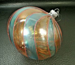 Vintage Venetian Italian Murano Latticino Swirl Glass Ball Christmas Ornaments