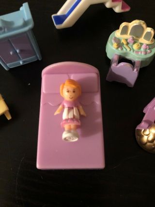 Vintage Polly Pocket 1989 Lucy Locket Polly Figure Doll And Furniture Rare 2