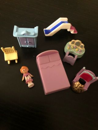 Vintage Polly Pocket 1989 Lucy Locket Polly Figure Doll And Furniture Rare 5