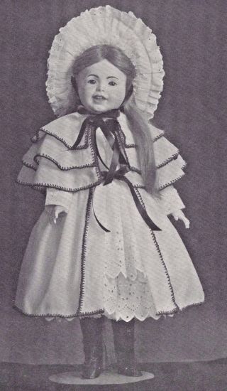24 - 25 " Antique French Jumeau Doll Sleeveless Dress Triple Cape - Coat Hat Pattern