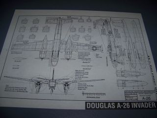 Vintage.  Douglas A - 26 Invader.  3 - Views/details.  Rare (392e)