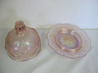 VINTAGE PINK CARNIVAL IMPERIAL GLASS DOME BUTTER CHEESE DISH OPALESCENT ROSE 3