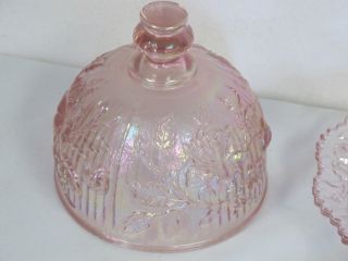VINTAGE PINK CARNIVAL IMPERIAL GLASS DOME BUTTER CHEESE DISH OPALESCENT ROSE 4