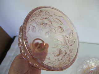 VINTAGE PINK CARNIVAL IMPERIAL GLASS DOME BUTTER CHEESE DISH OPALESCENT ROSE 7