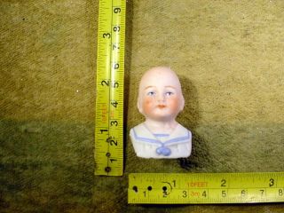 Excavated Vintage Painted Bisque Sailor Doll Head Hertwig Age 1860 Art 12078