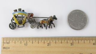 Germany Horse & Carriage Marcasite Enamel Brooch Pin Vintage Sterling Silver 9g 4