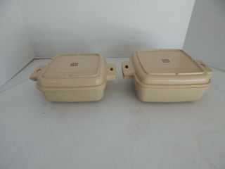 2 Littonware Microwave Covered Casserole Dishes 1.  5 Qt And 1 Qt Vintage