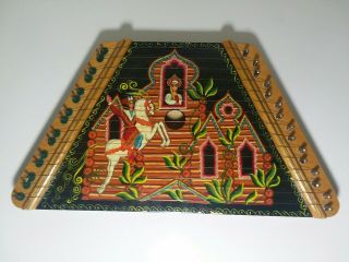Zither Russian Hand Painted Folk Art Fairy Tale 15 String Lap Harp Vintage