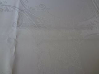 Vintage White Damask Design Tablecloth 72 X 54