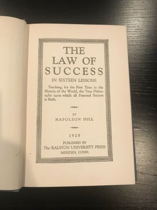 Napoleon Hill,  The Law Of Success In 16 Lessons 1st Edition 1st Printing 1928 5