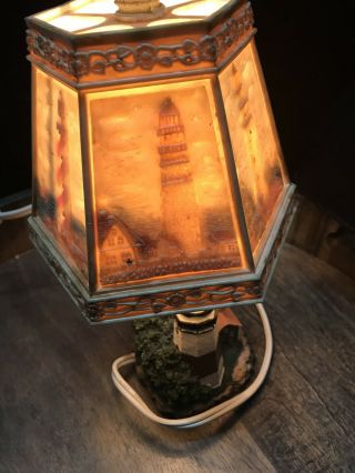 Vintage Lighthouse Accent Lamp with Reverse Painted Plastic Lampshade 5