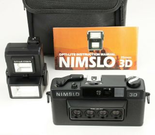 Film - Nimslo 3d With Opti - Lite Flash,  Carrying Case,  And Batteries