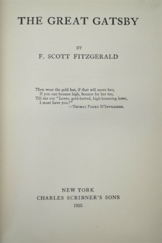 The Great Gatsby F.  Scott Fitzgerald 1st Edition/ Printing Scribners 1925 Books 6