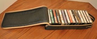 Vtg Full 15 Cassette Tape Storage Holder Portable Carrying Zip Case Ray Stevens