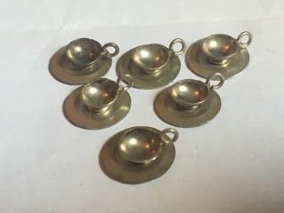 Vintage Silver Miniature Dollhouse Tea Cups And Saucers Plates