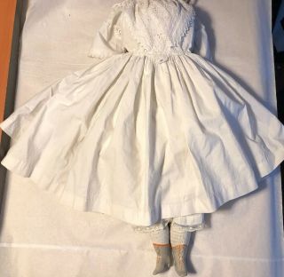 Wonderful Antique White Cotton Doll Dress For China/Paper Mache Doll 2