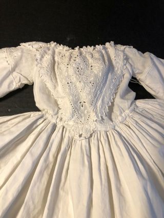 Wonderful Antique White Cotton Doll Dress For China/Paper Mache Doll 4