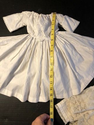 Wonderful Antique White Cotton Doll Dress For China/Paper Mache Doll 5