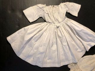 Wonderful Antique White Cotton Doll Dress For China/Paper Mache Doll 6