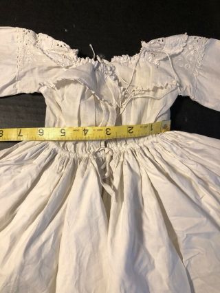 Wonderful Antique White Cotton Doll Dress For China/Paper Mache Doll 7