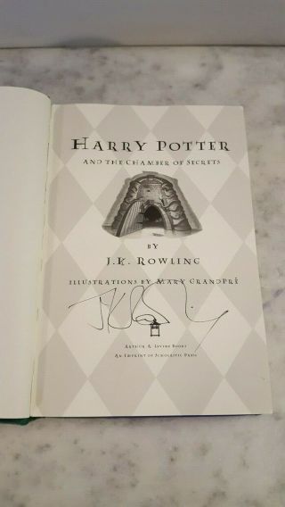 Harry Potter And The Chamber Of Secrets Signed Jk Rowling Us 1999
