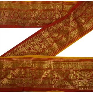 Sanskriti Vintage Deco Trim Sari Border Woven Brocade Craft Sewing Red Zari Lace