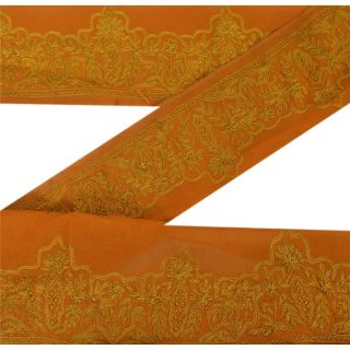 Sanskriti Vintage Sari Border Hand Embroidered Trim Sewing Orange Craft Lace