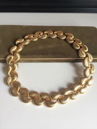 Vintage Mid Century Gold Tone Abstract Collar Panel Necklace
