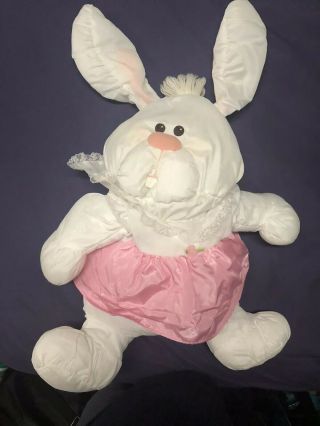 Vtg Fisher Price Puffalump White Bunny Rabbit Pink Dress 1986 13” 8004