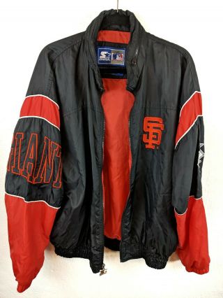 Vintage Starter San Francisco Giants Windbreaker Jacket Size L Mlb Orange Black