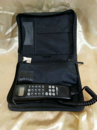 Vtg Motorola Mobile Car Cell Phone Cellular One Scn2523a Battery & Zip Up Bag